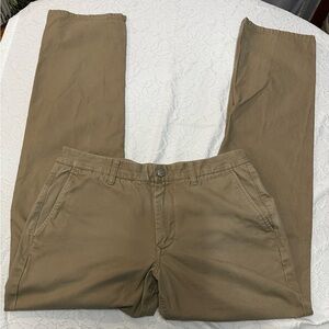 Bonobos Men's 32x34 Straight Tan Cotton Pants with Red/Black Check Design Inside